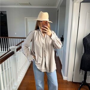 Women's Beige Button-Up Blouse